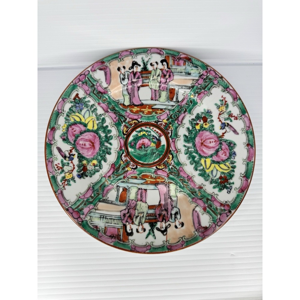 Antique 19th c. Chinese Famille Rose Medallion Porcelain Plate 9"